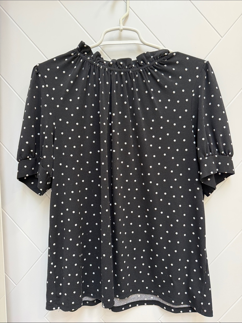 Black Polka Dot Short Sleeve Blouse
